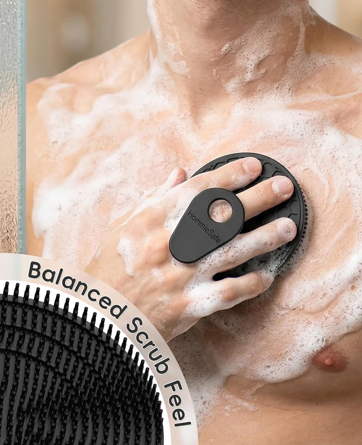 2 Pack Soft Silicone Shower Brush, Body & Face & Short Hair Wash, Bath Exfoliating Skin Massage Scrubber, Dry Skin Brushing Glove Loofah, Fit for Sensitive and All Kinds of Skin (PeonyPink+Green)