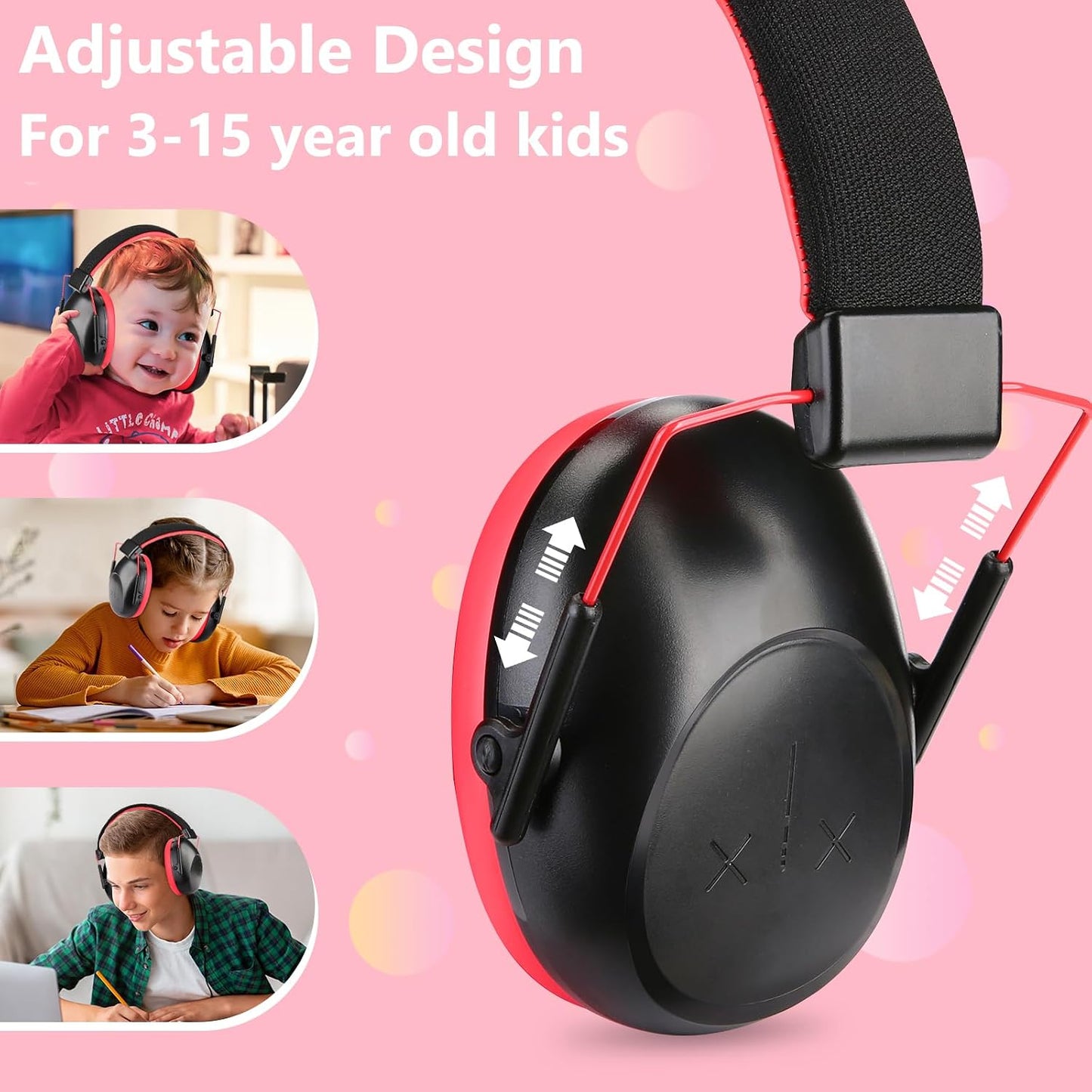 ProCase Kids Noise Cancelling Headphones, Kids Ear Protection Monster Jam Truck, Fireworks Hearing Protection Noise Reduction, Noise Canceling Earmuffs for Sensory Autism Toddler Children -Red