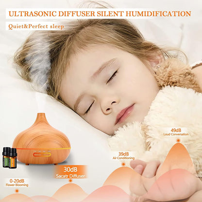 SACATR 550ml Oil Diffuser with 30x5 mL Essential Oils, Ultrasonic Technology, Remote Control for Home Office