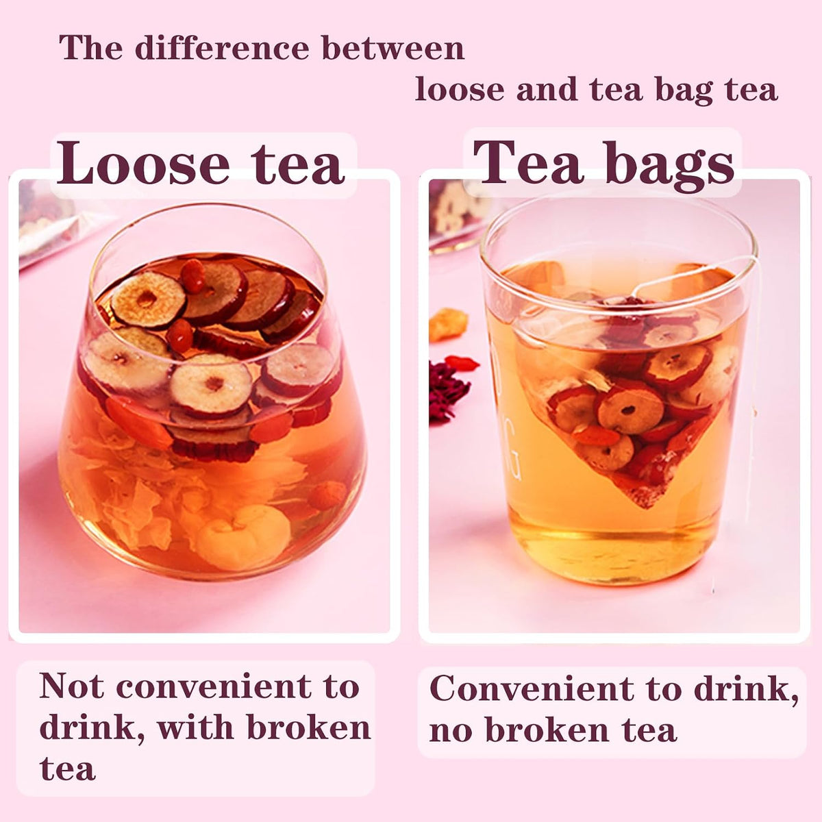 Longan Red Date Tea Rose Red Jujube Fruit Goji Berry Tea Bags Women's Five Treasures Tea Date Longan Goji Berry Roses Wolfberry Flower Chinese Herbal Fruit No addition Caffeine Free 桂圆红枣枸杞茶 玫瑰红枣茶 160g/5.65oz