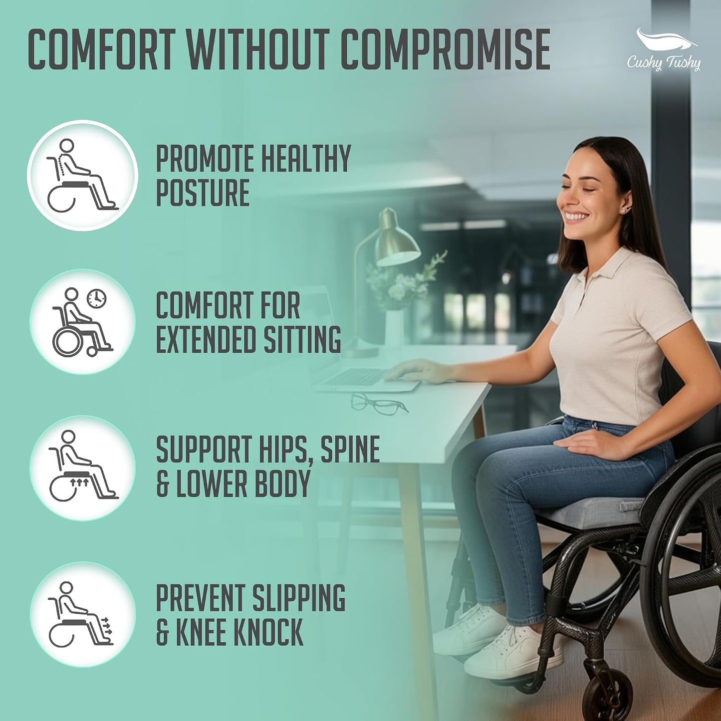 Cushy Tushy Premium Foldable Travel Seat Cushion - for Relief of Lower Back, Sciatic, Butt and Tailbone Pain - for Home & Office Use, Perfect for Travel or Driving - Coccyx Seat Cushion