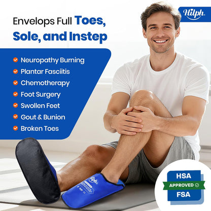 Hilph Foot Ice Pack Slippers,1 Pair Ice Pack for Foot and Toes for Plantar Fasciitis, Gout, Bunions & Neuropathy Relief, HSA or FSA Eligible Hot Cold Therapy Gel Slippers for Surgery Recovery, Blue