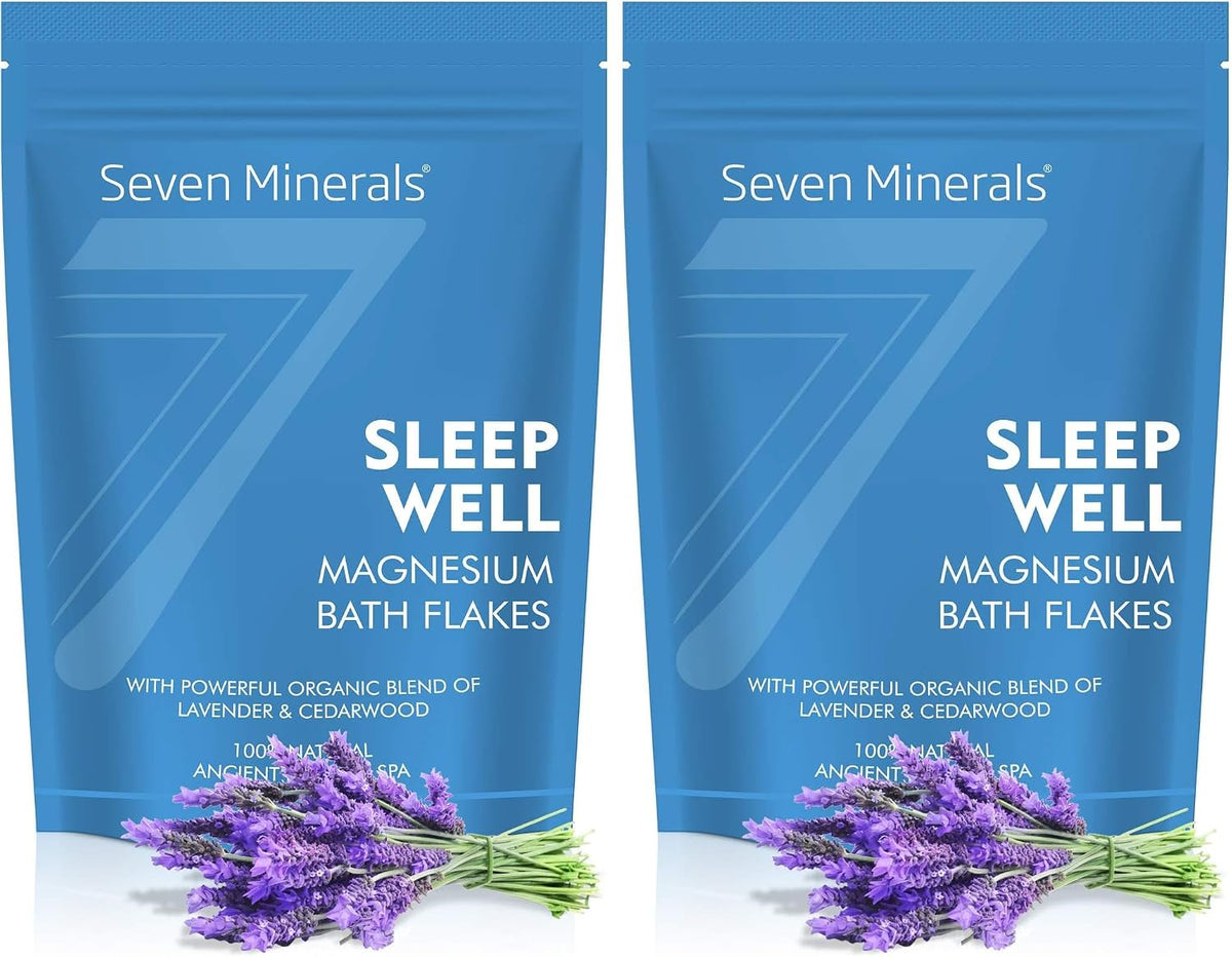Seven Minerals Deep Relaxation Magnesium Chloride Flakes 3lb – Absorbs Better Than Epsom Salt - Unique Full Bath Soak Formula for Stress and Relaxing with Roman Chamomile & Clary Sage