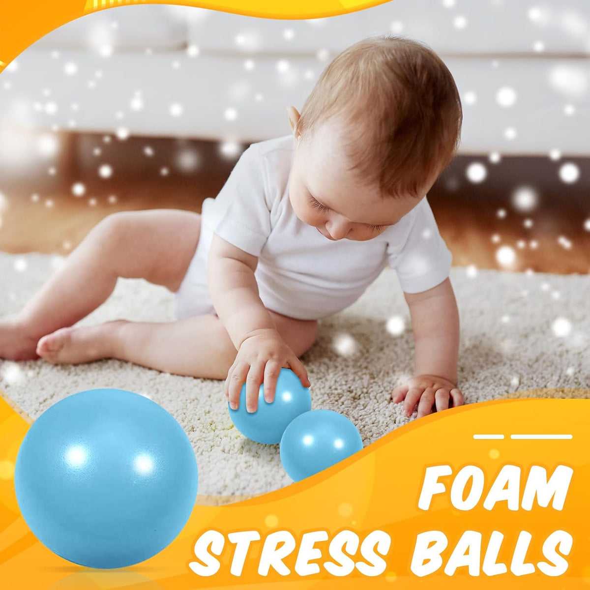 12 Pcs Blue Foam Stress Ball Squeeze Stress Relief Balls for Kids and Adults Hand Exercise Sensory Relief Toys for Anxiety ADHD Autism （Blue）