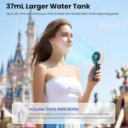 HandFan Upgraded Misting Fan with LED Display – Extreme Cooling Portable Handheld Fan with Water Mist Spray, 50% Stronger Airflow & Quieter, USB Rechargeable for Travel/Park/Disney/Beach/Concert/Game