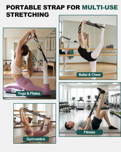 Trideer Non-Elastic Stretching Strap with Loops for Physical Therapy & Rehab, Knee Hip Leg ROM Post-Surgery, Yoga Strap for Stretching, Leg Lifter Strap Mobility Aid, Hamstring Calf Back