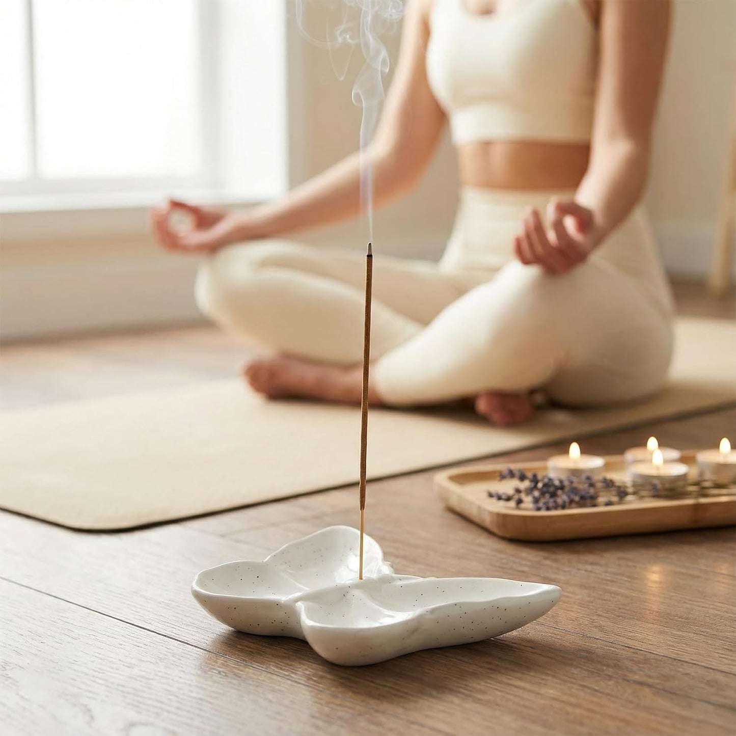 Frog Incense Holder for Sticks, Handmade Ceramic Holder for Burning Sage Sticks, Palo Santo, Cone and Backflow, Incense Burner for Meditation Room Home Decor, Frog Spiritual Gifts for Women