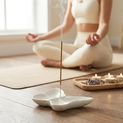 Frog Incense Holder for Sticks, Handmade Ceramic Holder for Burning Sage Sticks, Palo Santo, Cone and Backflow, Incense Burner for Meditation Room Home Decor, Frog Spiritual Gifts for Women