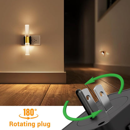 L LOHAS LED Night Lights Plug into wall, Amber Night Light with Adjustable Brightness, Plug in NightLight with Auto Light Sensor, Wall Sconce-Style Design Night Light for Bathroom,Hallway, 2 Pack