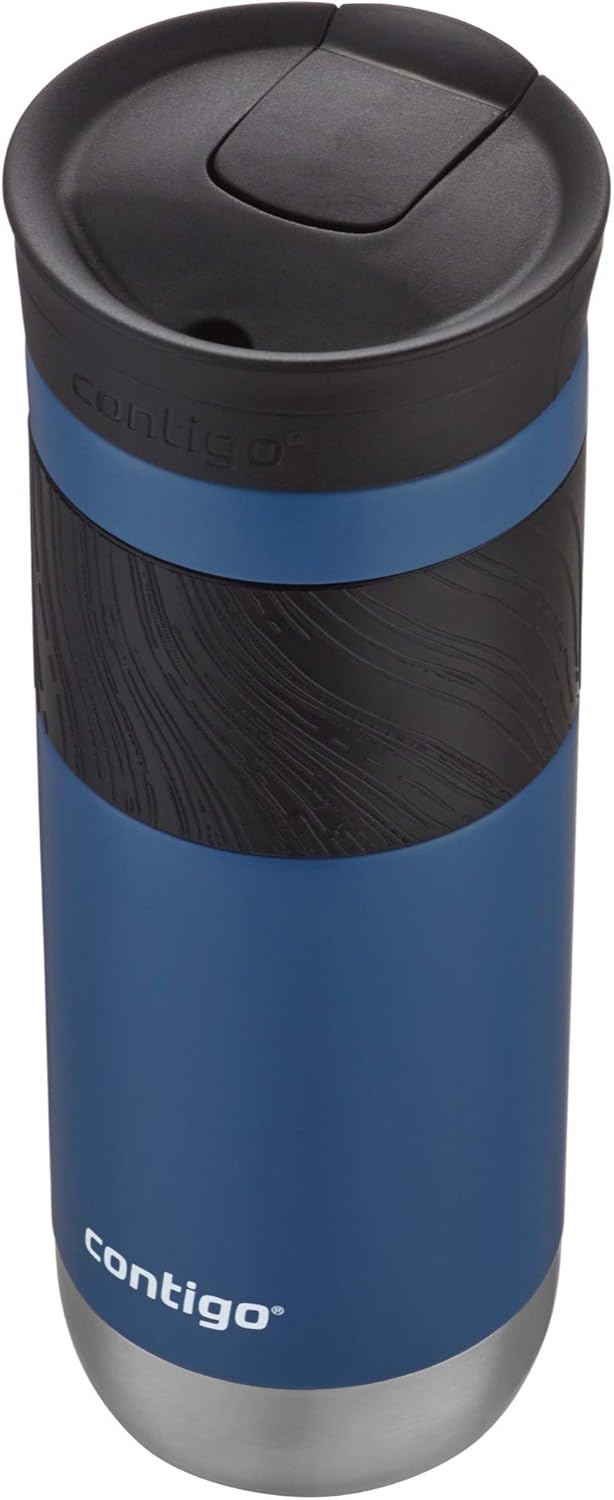 Contigo SNAPSEAL Insulated Stainless Steel Travel Mug with Grip 20oz. Blue Corn Transparent Satin & Midnight Berry