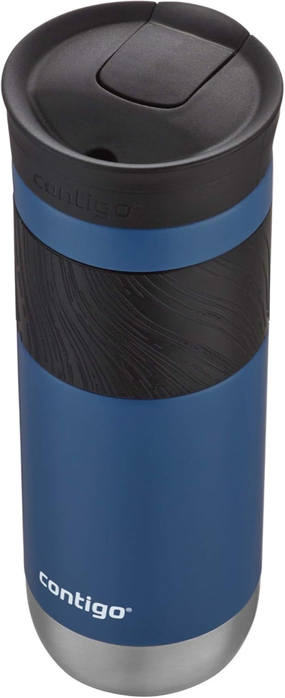 Contigo SNAPSEAL Insulated Stainless Steel Travel Mug with Grip 20oz. Blue Corn Transparent Satin & Midnight Berry
