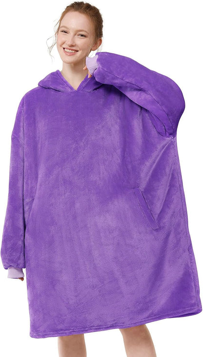 LetsFunny Blanket Hoodie,Oversized Wearable Sherpa Fleece Blanket Sweatshirt,Super Soft Warm Cozy with Giant Pocket,Gifts for Women Men Adults Teenagers, One Size Fits All