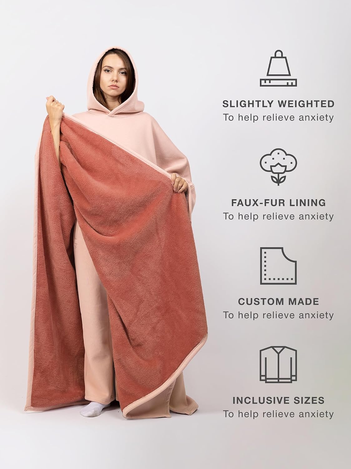 FREE THE SHEEP Eden Hoodie – Oversized Weighted Hoodie Cloak with Ultra-Soft Faux Fur Liner