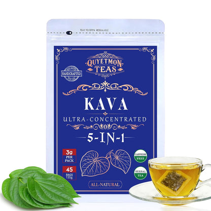 Quyetmonteas 5-in-1 Kava Tea Bags for Calming & Relaxation, 45 Bags.