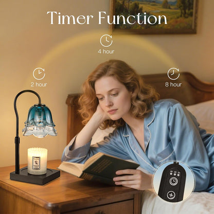 Candeldo Candle Warmer Lamp with Timer: Flower Gold Candle Lamps Height Adjustable Wax Melt House Warming Gifts New Home Decor Mothers Day Birthday Gift for Women Mom