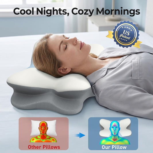 Cervical Neck Pillow - Contour Memory Foam Pillows for Pain Relief