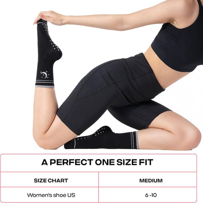 COOLMATE Pilates Socks with Grips for Women, Yoga Socks, Crew Non Slip Women for Barre, Pilates Gifts for Women - Colors A