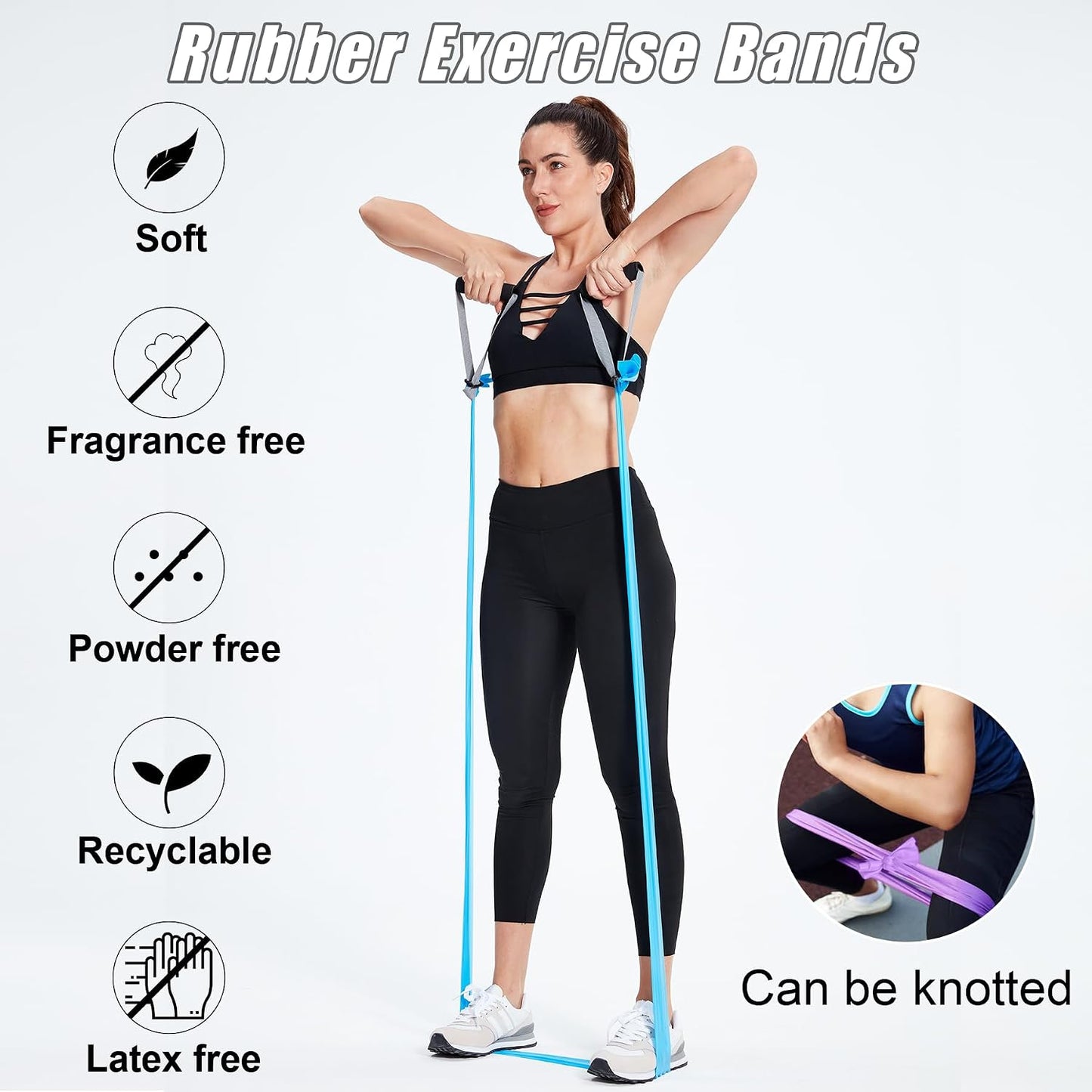 Resistance Bands for Physical Therapy, Bands for Working Out, Latex Free Elastic and Exercise Bands Set for Stretching, Suitable for Rehab, Yoga, Pilates, Gym, Home Exercise