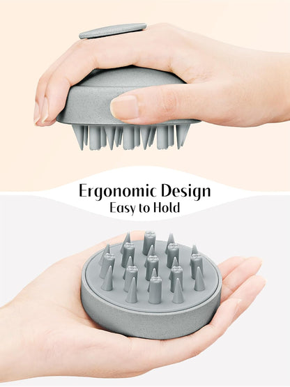 HEETA Hair Scalp Massager for Hair Growth, Shampoo Brush, Scalp Scrubber Exfoliator with Soft Silicone Bristles for Dandruff Removal to Relieve Stress, Wet Dry Use Updated Material, Beige