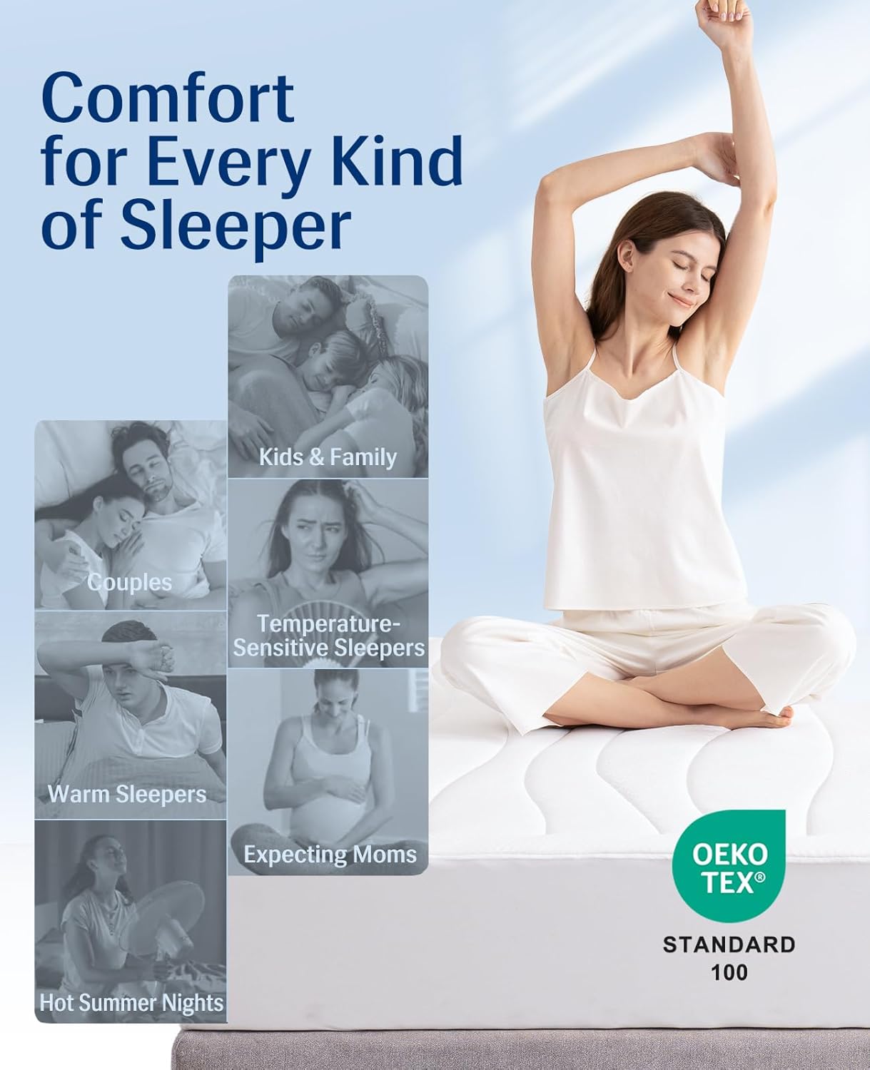 Elegear Cooling Mattress Pad King, Upgraded Arc-Chill® 3.0 + PCM Cooling, Stay Cool All Night, Breathable & Soft, Deep Pocket 18", Washable Mattress Protector for Hot Sleepers, Gray