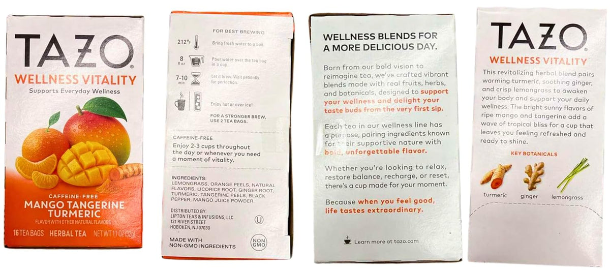 TAZO Herbal Tea Variety Pack, Nighttime, Digest, Relax & Vitality Blends, Caffeine Free, 16 Count Each (Pack of 4), 64 Total Tea Bags