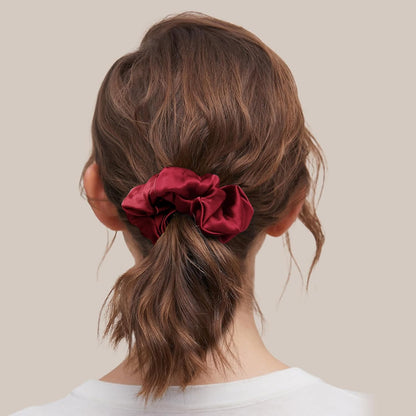 LILYSILK Silk Hair Scrunchies / Ties for Frizz & Breakage Prevention, 100% Mulberry, No Damage, Elastic ponytail Holders, 1Pc, Coffee - Colors B