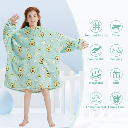 Fiosnow Glow in the Dark Unicorn Blanket Hoodies for Kids 6-13YR Oversize Wearable Blanket Hoodies for Boys Girls Teens