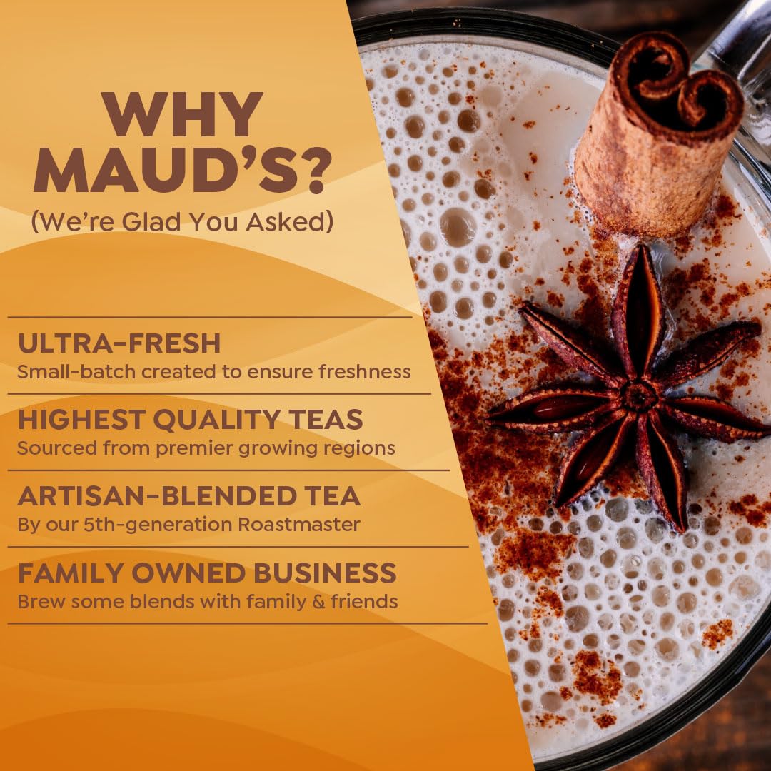 Maud's Instant Matcha Latte Mix, Flavored Drink Mix 10 Servings, 100% Gourmet Blended Tea Leaves, Hot Or Iced Matcha Latte - Just Add Water
