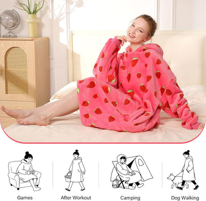 LetsFunny Blanket Hoodie,Oversized Wearable Sherpa Fleece Blanket Sweatshirt,Super Soft Warm Cozy with Giant Pocket,Gifts for Women Men Adults Teenagers, One Size Fits All