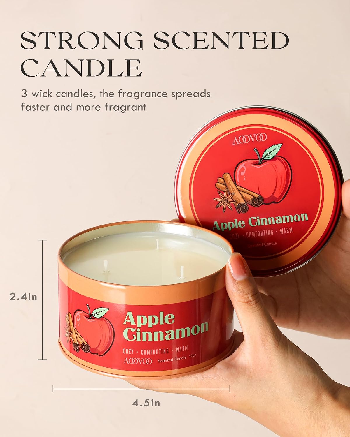AOOVOO Sage Candle for Cleansing - 3 Wick 12oz Large Scented Candle with Crystals & Sage Leaves Inside, Soy Candles Non Toxic for Meditation Spiritual Gift, Aromatherapy Candle for Women Men