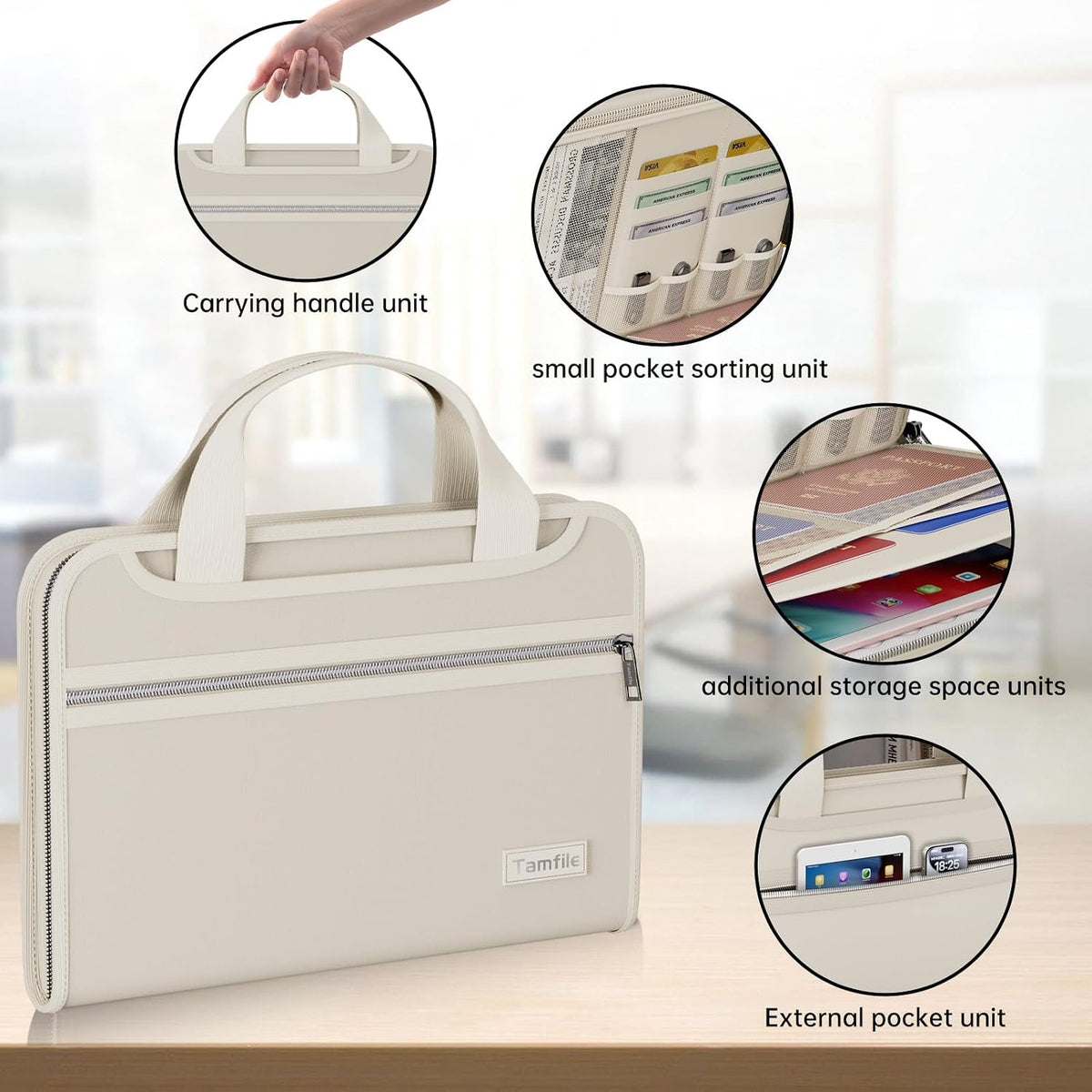 Tamfile Fireproof Accordion File Organizer, Expanding File Folder