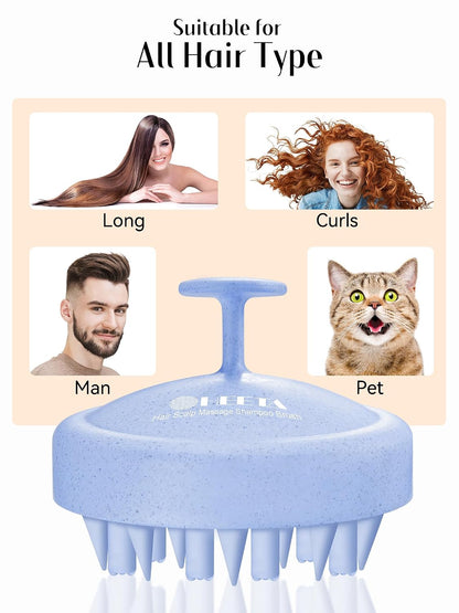 HEETA Hair Scalp Massager for Hair Growth, Shampoo Brush, Scalp Scrubber Exfoliator with Soft Silicone Bristles for Dandruff Removal to Relieve Stress, Wet Dry Use Updated Material, Beige