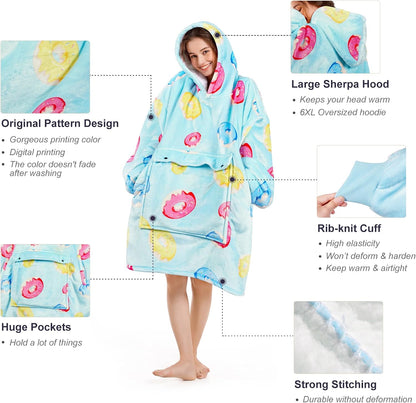 Narecte Cozy Oversized Blanket Hoodie Wearable Blanket Adults Soft Hooded Blanket Hoodie Birthday Gifts for Women Christmas - Colors B