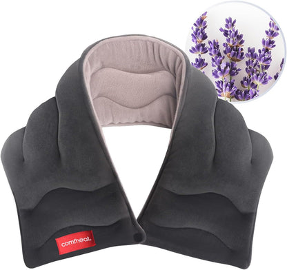 Neck Heating Pad Microwavable for Pain Relief, Moist Hot Compress Microwave Neck Warmer Wrap FSA Eligible HSA for Sore Muscles Relief, Lavender Aroma, 25 x 5.7 Inches, Blue