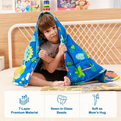 Sivio Weighted Lap Pad 2lbs, Cotton Weighted Blanket Sensory Weighted Lap Blanket Indoor Outdoor, 19 x 21 Inch, Blue Dinosaur