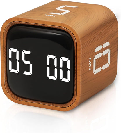 VEWINGL Cube Productivity Timer, 25/5/10/45 Min Presets, Desk Flip Timer for Pomodoro Study Sessions, Vibration & Custom Modes for ADHD, Work, Study & Kitchen (Black)