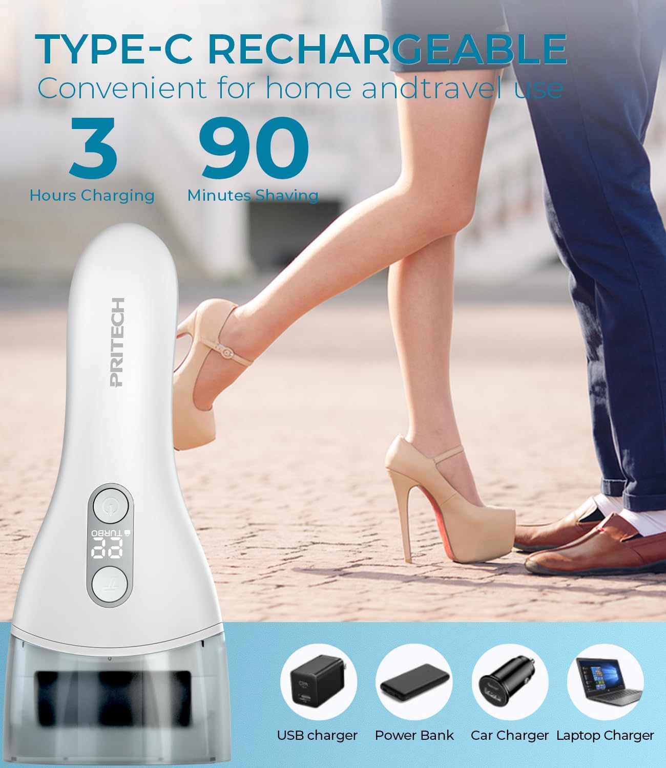 Foot Callus Remover for Feet, Rechargeable IPX7 Waterproof Pedicure Tool for Feet, 2 Speeds & Turbo Electronic Foot Scrubber, 90 Mins Long Lasting for Dead Skin & Cracked Heels, White
