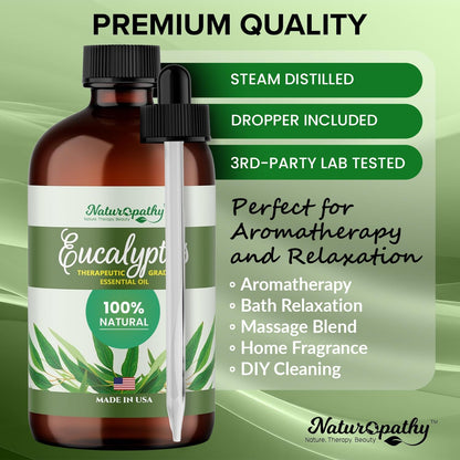 Naturopathy Lavender Essential Oil, 100% Natural Therapeutic Grade, Premium Quality Lavender Oil, 4 fl. Oz - Perfect for Aromatherapy and Relaxation