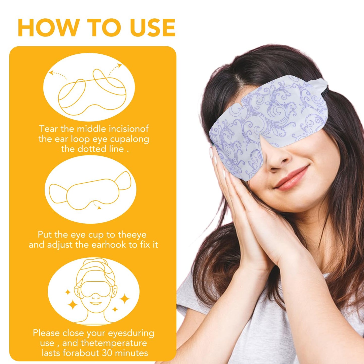 XPCARE 48 Pack Steam Eye Masks for Dry Eyes, Self Heated Steam Warm Eye Mask, Disposable Heated Eye Mask for Dark Circles, Puffy Eyes, Relief Stress Eye Fatigue（Lavender）