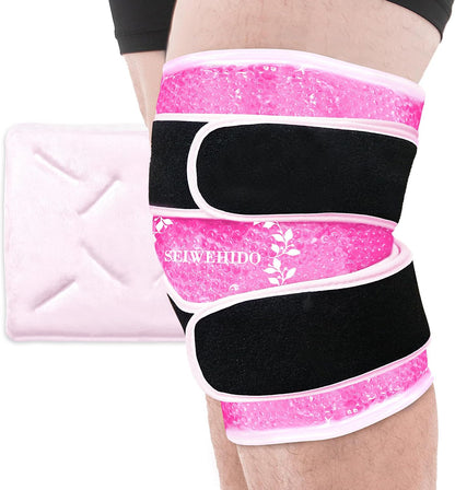 Knee Ice Pack Wrap for Pain Relief Reusable Gel Ice Wrap for Leg Injuries Swelling Knee Replacement Post-Surgery Recovery Adjustable Cold Compression Therapy Wrap for Arthritis
