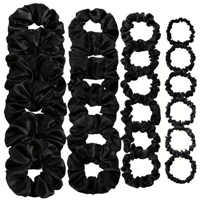 24 Pcs Hair Ties Scrunchies for Women Big Satin Scrunchie for Girls Seamless Elastic Hair Bands Soft Small Hair Tie for Thick Thin Hair Ponytail Holders Accessories