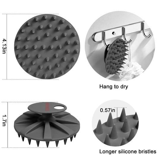 One-piece Silicone Scalp Massager Shampoo Brush Hair Wash Scrubber, Black