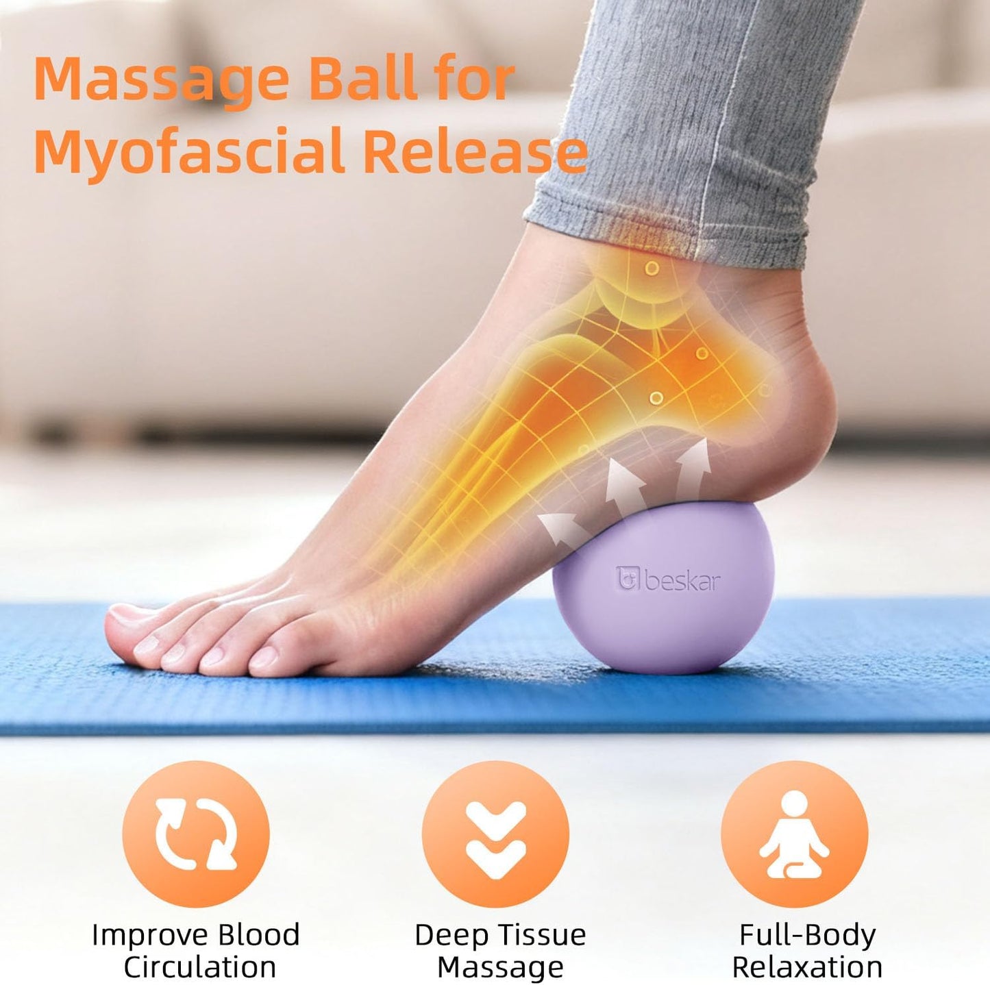 Massage Lacrosse Balls for Myofascial Release, Trigger Point Therapy and Yoga Therapy, Foot Massage Ball to Relieve Plantar Fasciitis Black