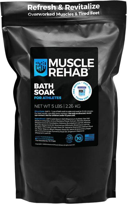 Muscle Rehab Epsom Salt Bath Soak 29 oz with Arnica - Fast-Dissolving Bath Salts for Muscle Relief and Recovery - Cooling Formula - Made in USA