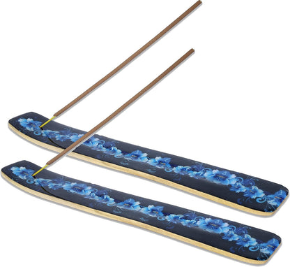 Bless-International Traditional-Handmade-Burner Wooden-Incense-Stick-Holder Ash-Catcher-Stand for-Aromatherapy-Meditation-Yoga (Incense Holder 10 inch(2 pcs))