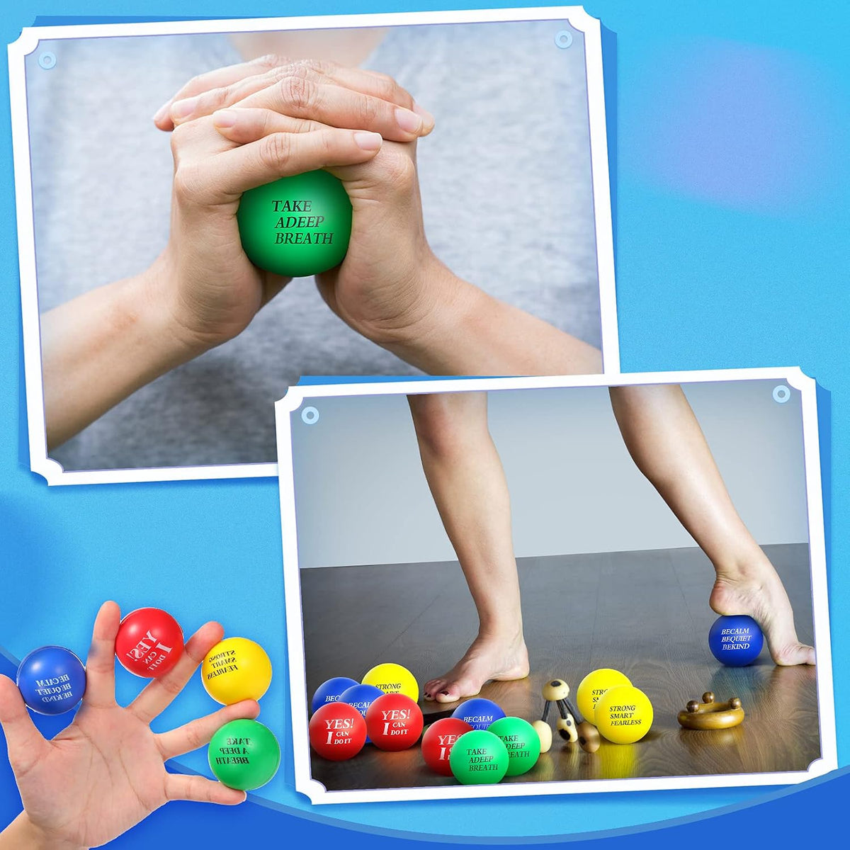 Sotiff 100 Pcs Motivational Balls Bulk for Adults, Ten Colors Inspirational