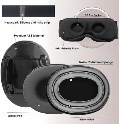 Noise Reduction Ear Muffs Eye Mask for Sleeping Set, Noise Cancelling Earmuffs 3D Light Blocking Sleep Mask Set