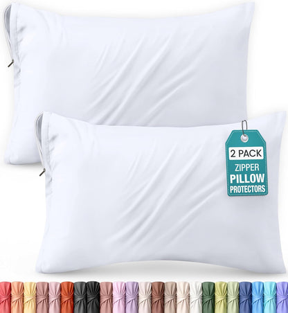 Utopia Bedding 4 Pack Pillow Protectors with Zipper Queen Size, Soft Brushed Microfiber Fabric Pillow Cases, Shrinkage and Fade Resistant Pillow Covers (White)