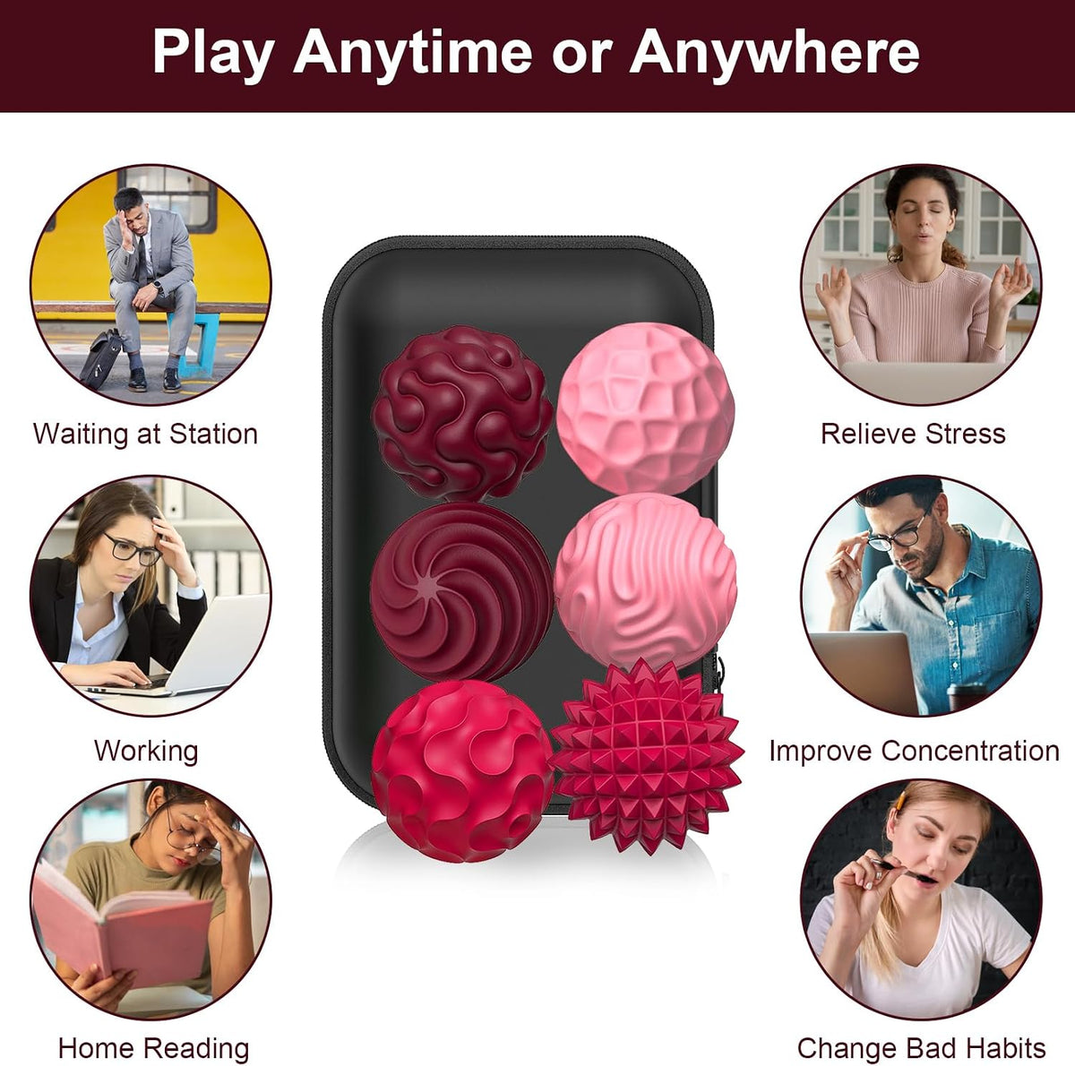 BUSOHA Silicone Magnetic Fidget Balls - 4 Pack Fidget Toys for Adult