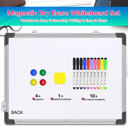 Weekly Calendar Whiteboard for Wall, 16x12 Inches Dry Erase Board, Small Magnetic White Board, Double-Sided Hanging Board for Office School Home Kitchen, Portable Board for Drawing Planning To Do List